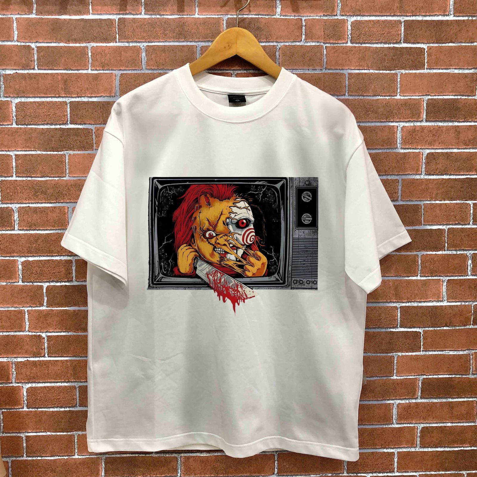 ホラー映画 VINTAGE ホワイトtシャツ 半袖Tシャツ S-Xl no.ha031 ホラー映画 VINTAGE ホワイトtシャツ 半袖Tシャツ S-Xl no.ha031