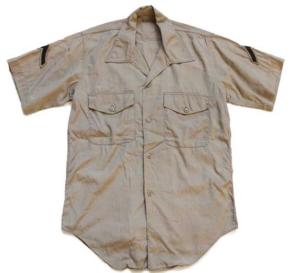 60s 米軍 U.S.ARMY パッチ付き 半袖 コットンポプリンシャツ