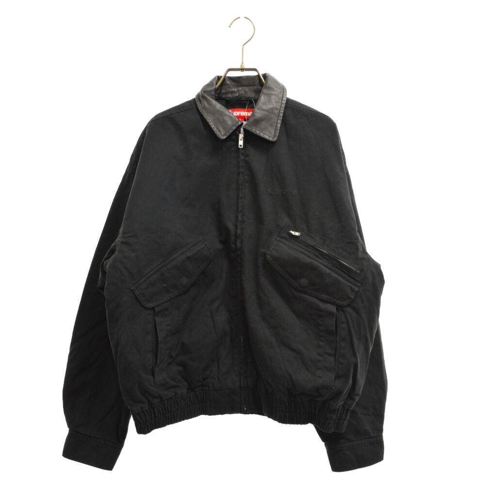 SUPREME (シュプリーム) 23AW Leather Collar Utility Jacket レザー カラー ユーティリティ ジャケット  ブルゾン ブラック