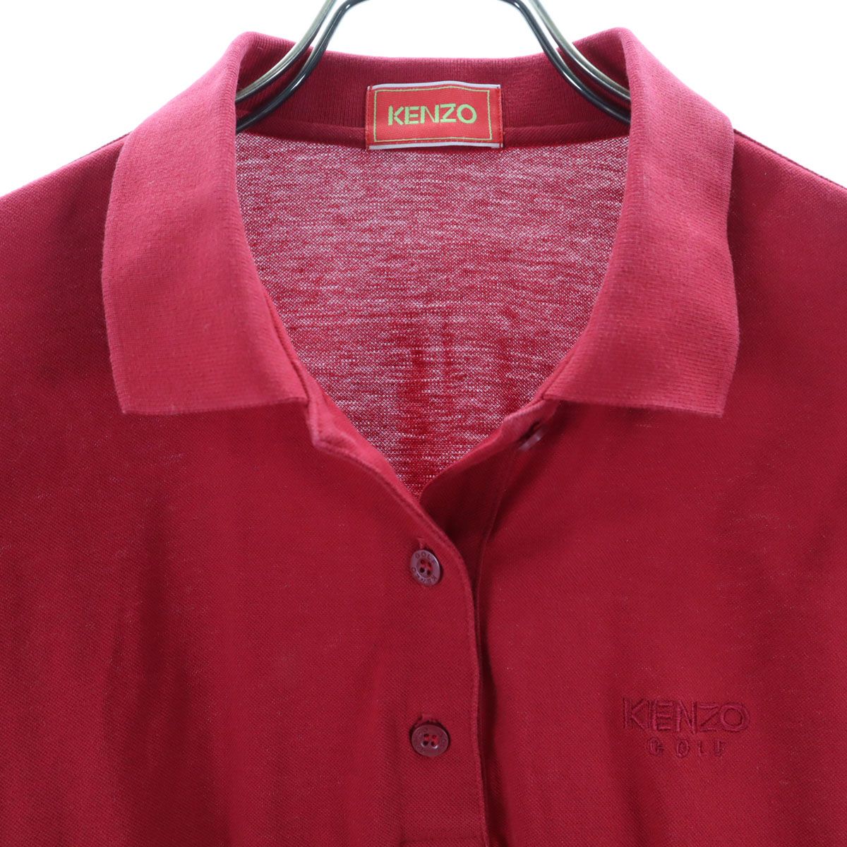 KENZO - 古着 KENZO ケンゾー 90s 日本製 オールド ゴルフ 長袖 ポロシャツ L 赤 GOLF 鹿の子地 レディース KENZO ケンゾー 90s 日本製 オールド ゴルフ 長袖 ポロシャツ L