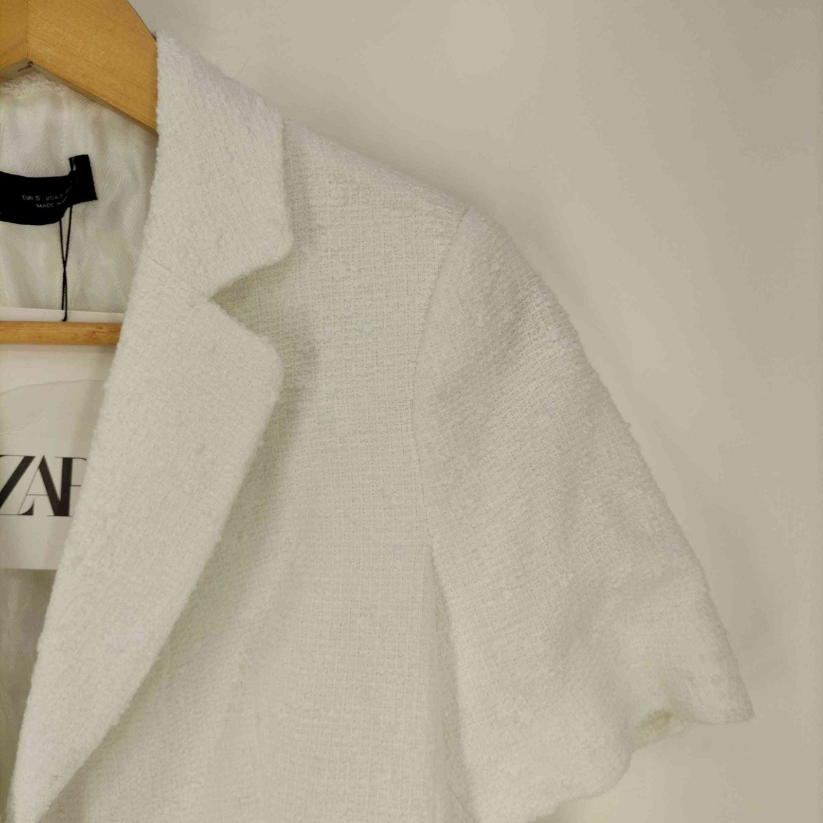 ザラ ZARA クロップド丈 ツイードジャケット レディース import