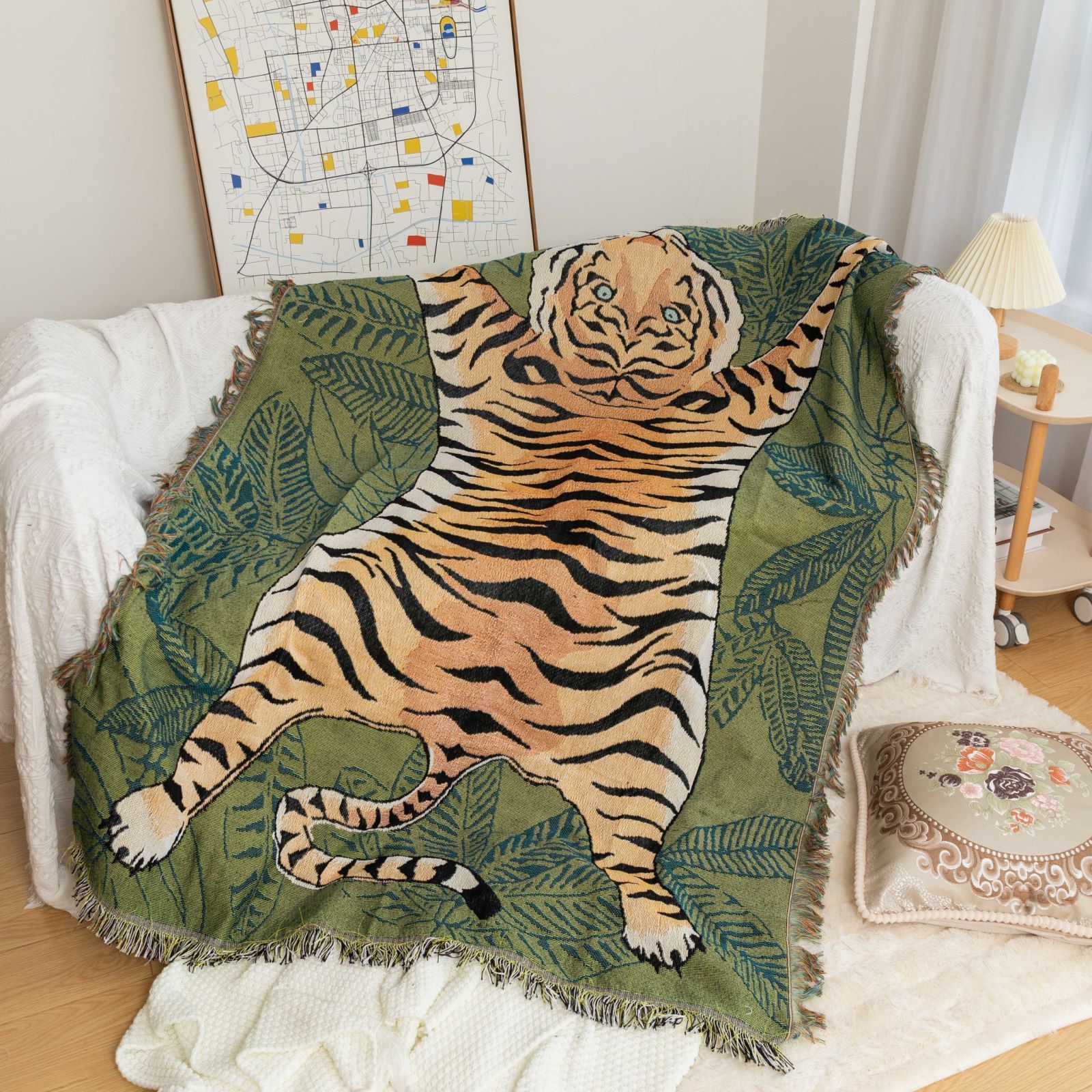 ソファカバー ラグ ブランケット 虎 130×180 テーブルクロス