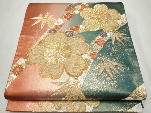 ◆781◆六 通柄　袋帯　刺繍　華文　有職文様　唐草　正絹　着物帯　和装 ◇781◇六 通柄 袋帯 刺繍 華文 有職文様 唐草 正絹 着物帯 和装