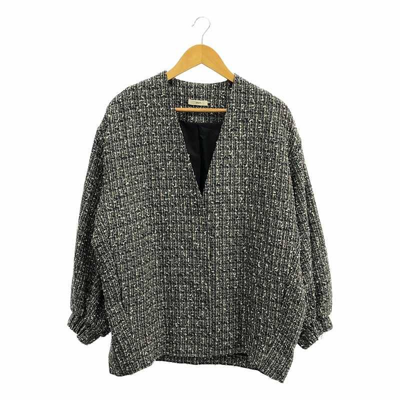 yori / ヨリ | ミックスツイード ジャケット | F | ネイビー × ピンク