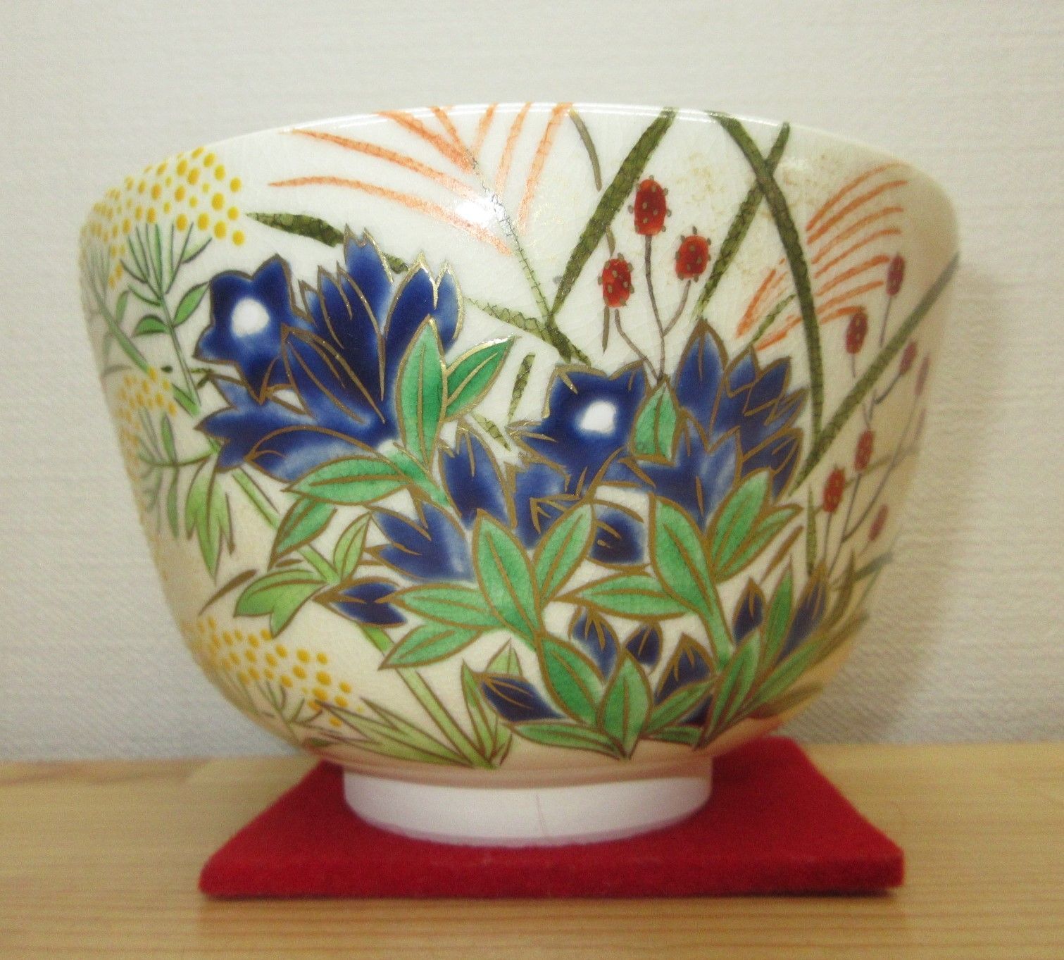 逢絢亭・新品】茶道具 茶碗 京焼 仁清 秋草の図 セール 山岡善高 共