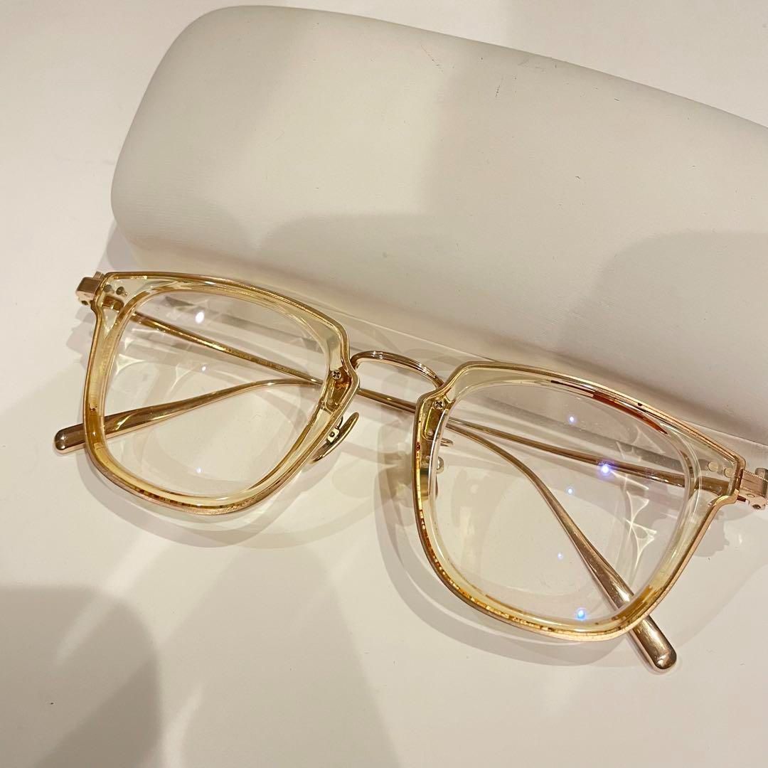 好評 美品 眼鏡 クリア コラボ グラスファクトリー パイン pine メガネ・老眼鏡