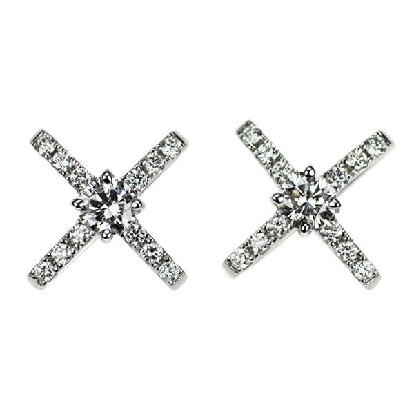 K18WG　ダイヤ　ピアス　D0.56　(ハート） サバース K18WG ダイヤモンド ピアス 0.37ct D0.21ct キャッチ