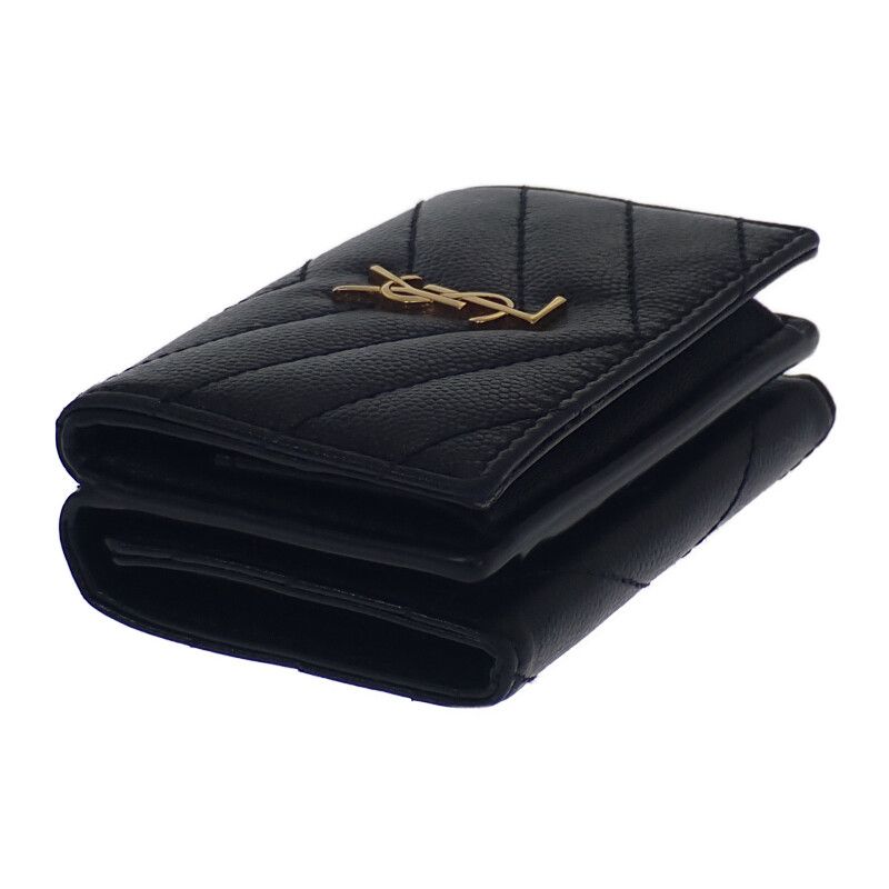 美品✨ブルガリ 三つ折り財布 ビーゼロワン レザー ブラック ゴールド金具 美品】BVLGARI ビーゼロワン 三つ折り財布 レザー ブラック 美品