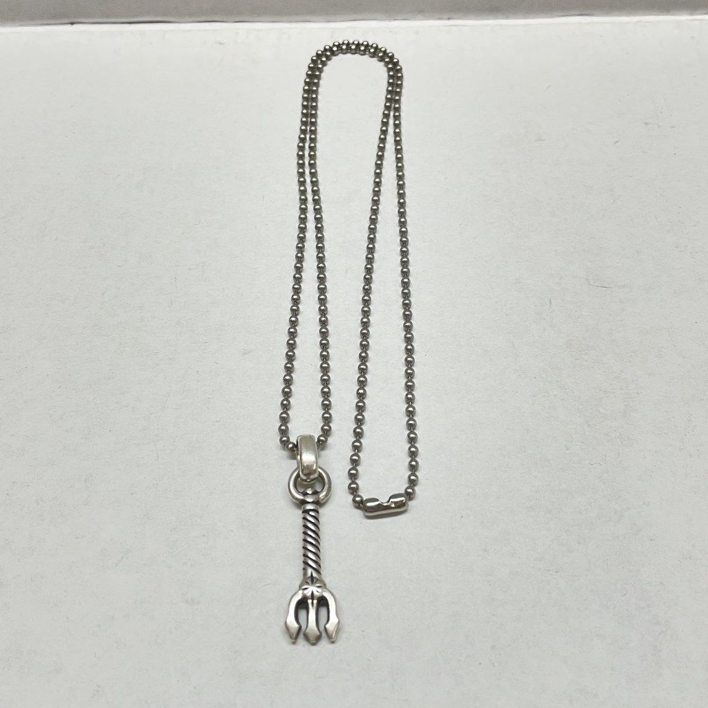 01w-5391 ビルウォールレザー BILL WALL LEATHER CUSTOM TRIDENT CHARM カスタム トライデント チャーム ネックレス ボールチェーン 保存袋 Gカードあり シルバーアクセ ネックレス 品