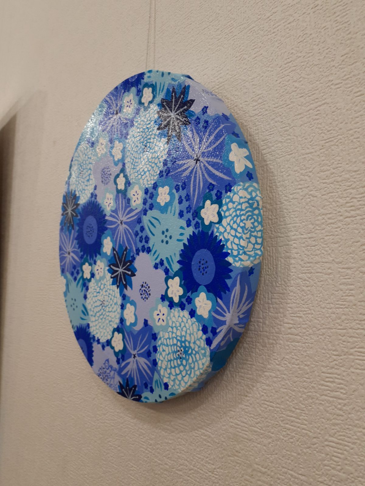 青だらけの花の作品 抽象画 キャンバスアート 25×25cm 画家 小楠アキコ 