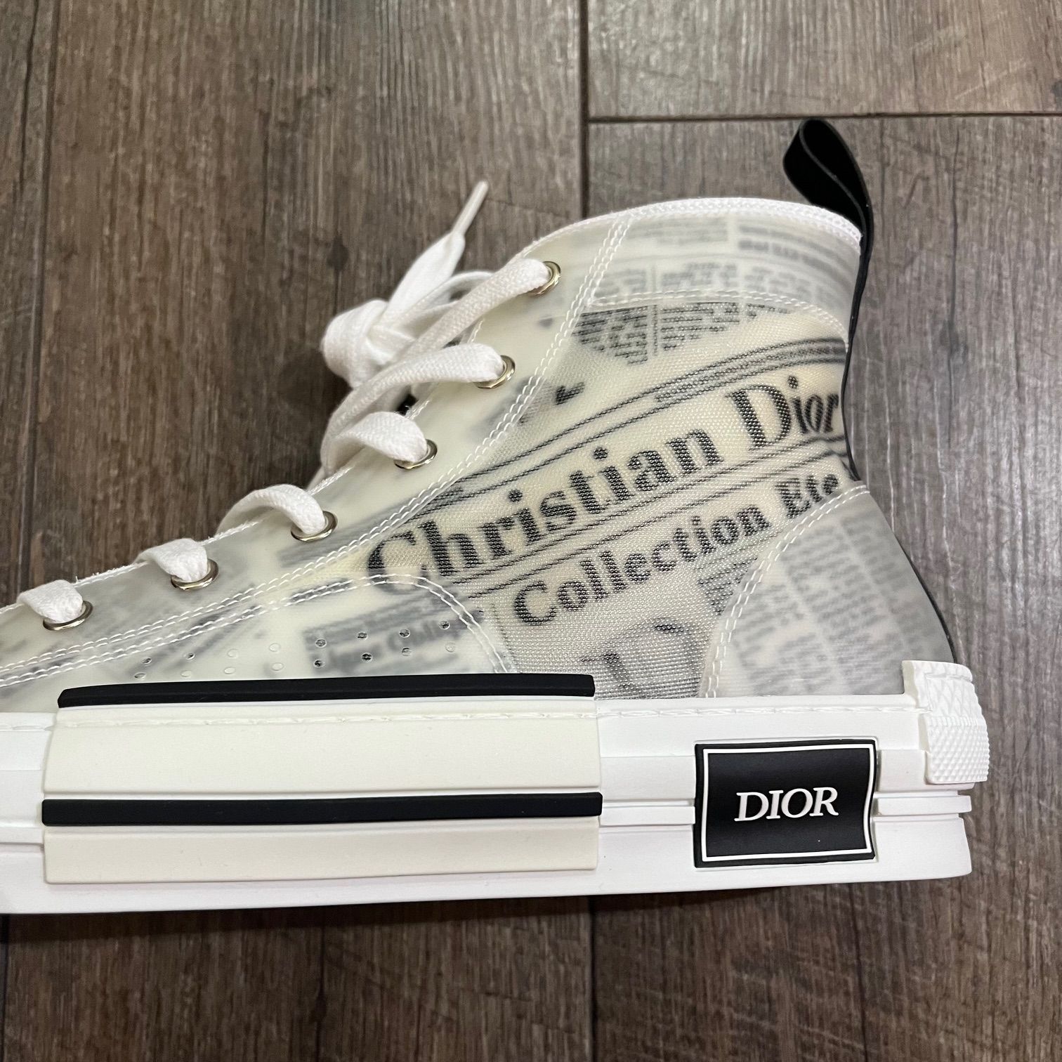 新品 Dior B23 High Newsprint Daniel Arsham 3SH118YUO ニュースペーパー ハイカットスニーカー  ディオール ダニエルアーシャム 42　60060A