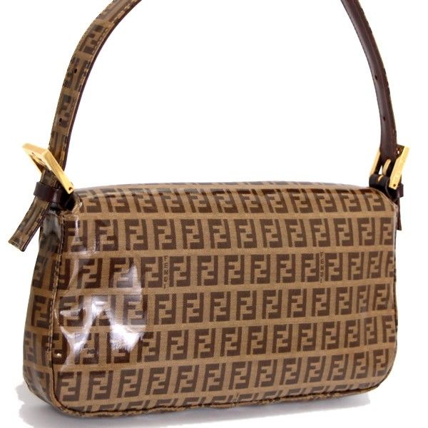 フェンディ FENDI マンマバケット ズッキーノ G金具 ブラウン ビニール  