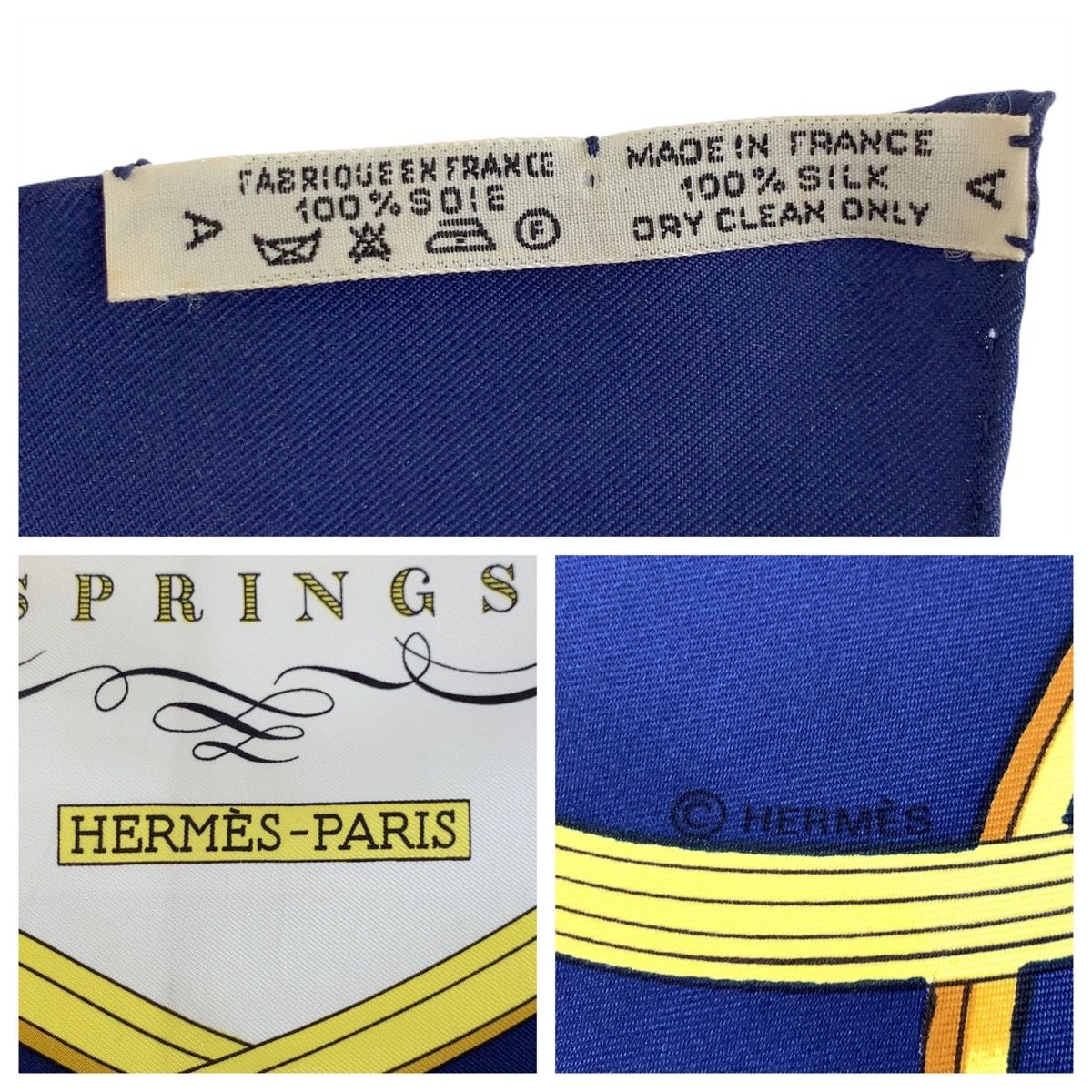 エルメスツイリー SPRINGS SPRINGS BAGUE 白/ネイビー
