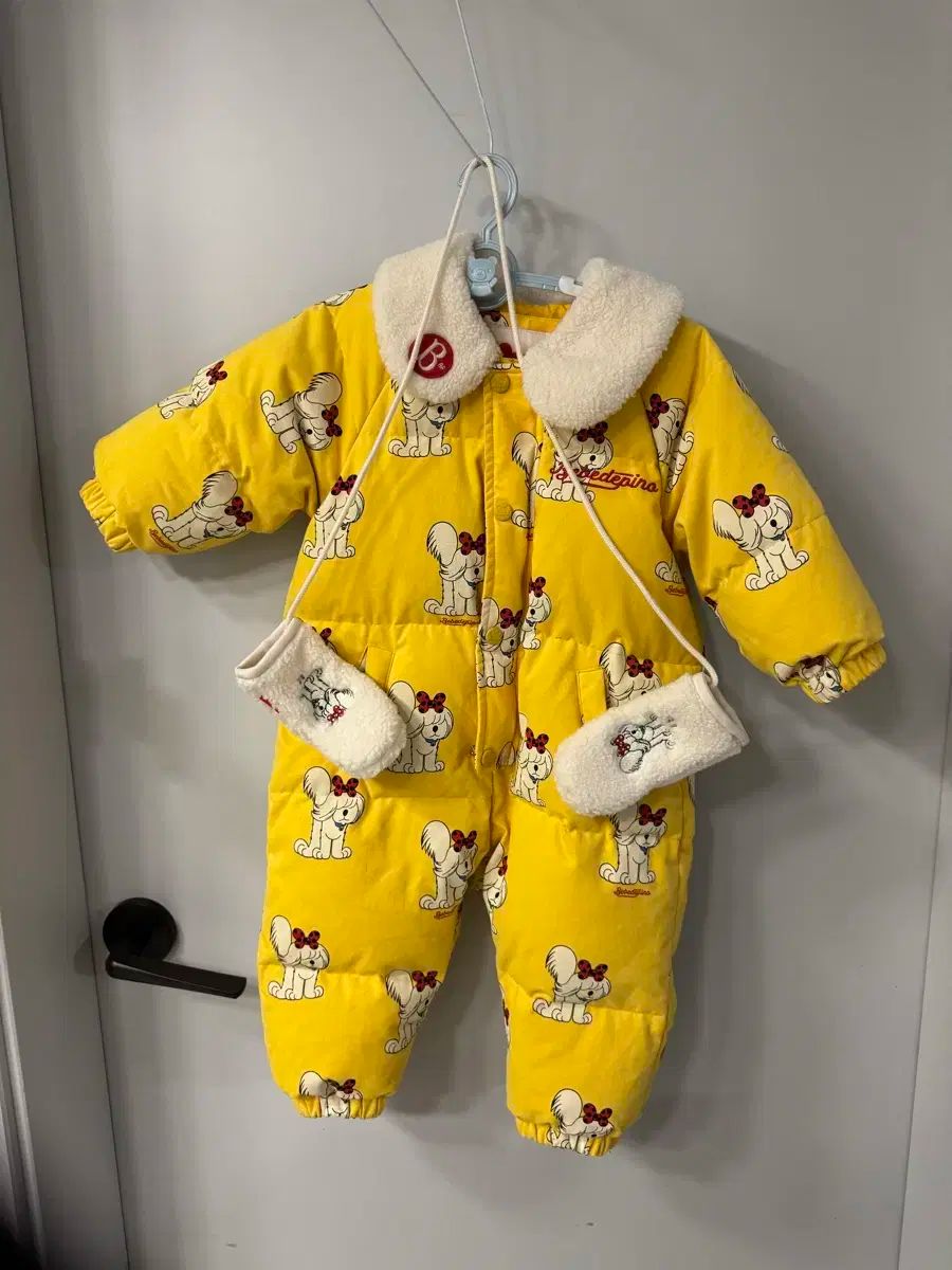 BEBE DE PINO ベベデピノ ダックダウン オーバーオール ダウン 100 ＋ ミトン セット