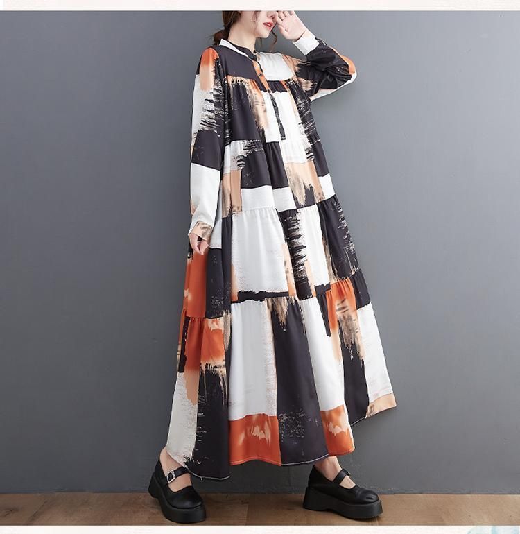 ロング ワンピース 大きいサイズ グリーン レディース 秋冬 春 長袖 DECORATOM_COM_BR