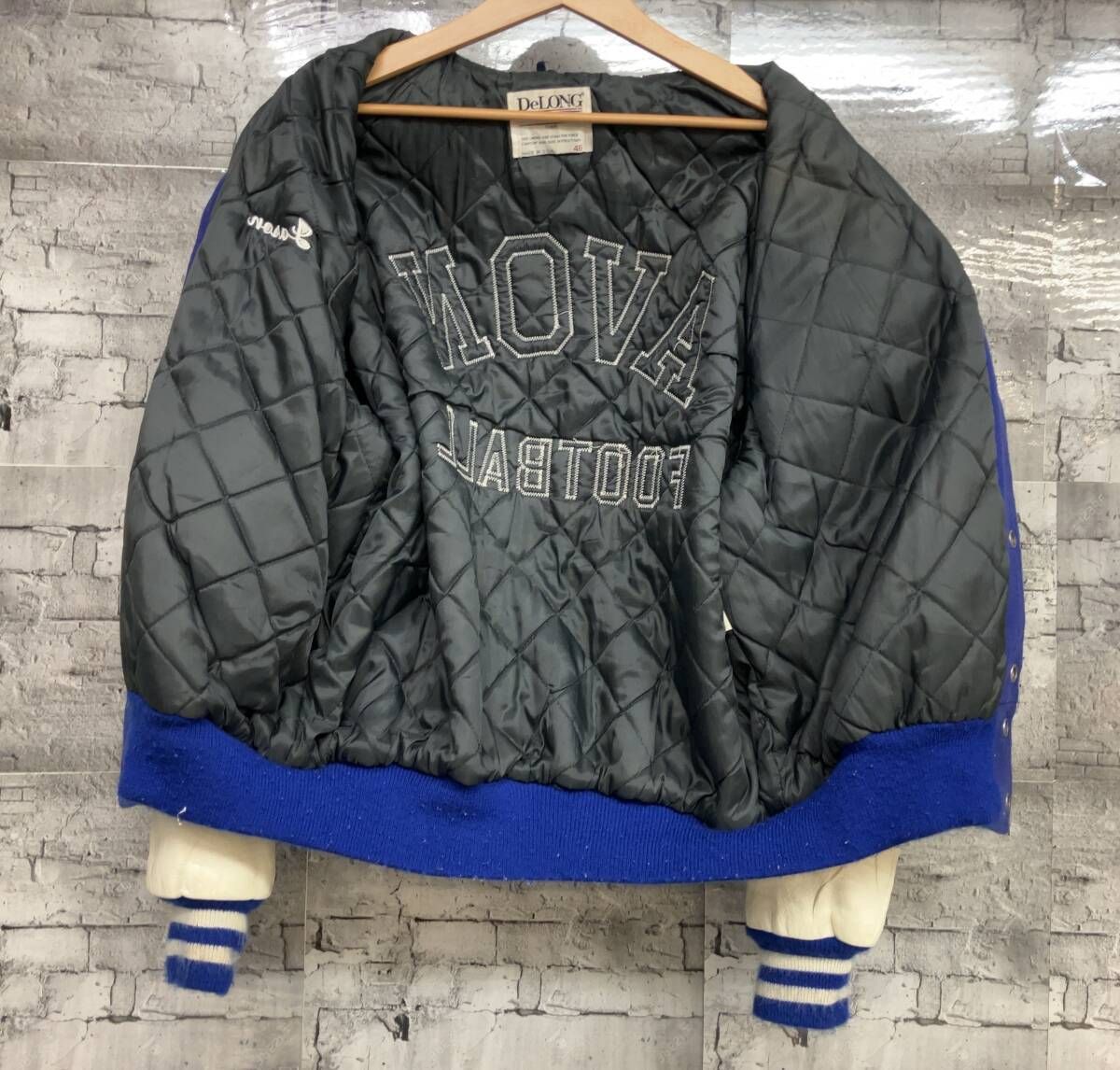 美品 DeLONG アワードジャケット スタジャン 90's USA製 USED-76】90s DELONG STUDIUM JACKET made in USA RED/WHITE デロング