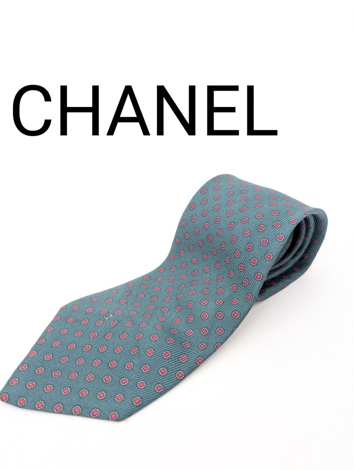 CHANEL ダークグリーン ドット柄 ネクタイ 24時間以内発送】シャネル CHANEL ネクタイ ドット柄 グリーン