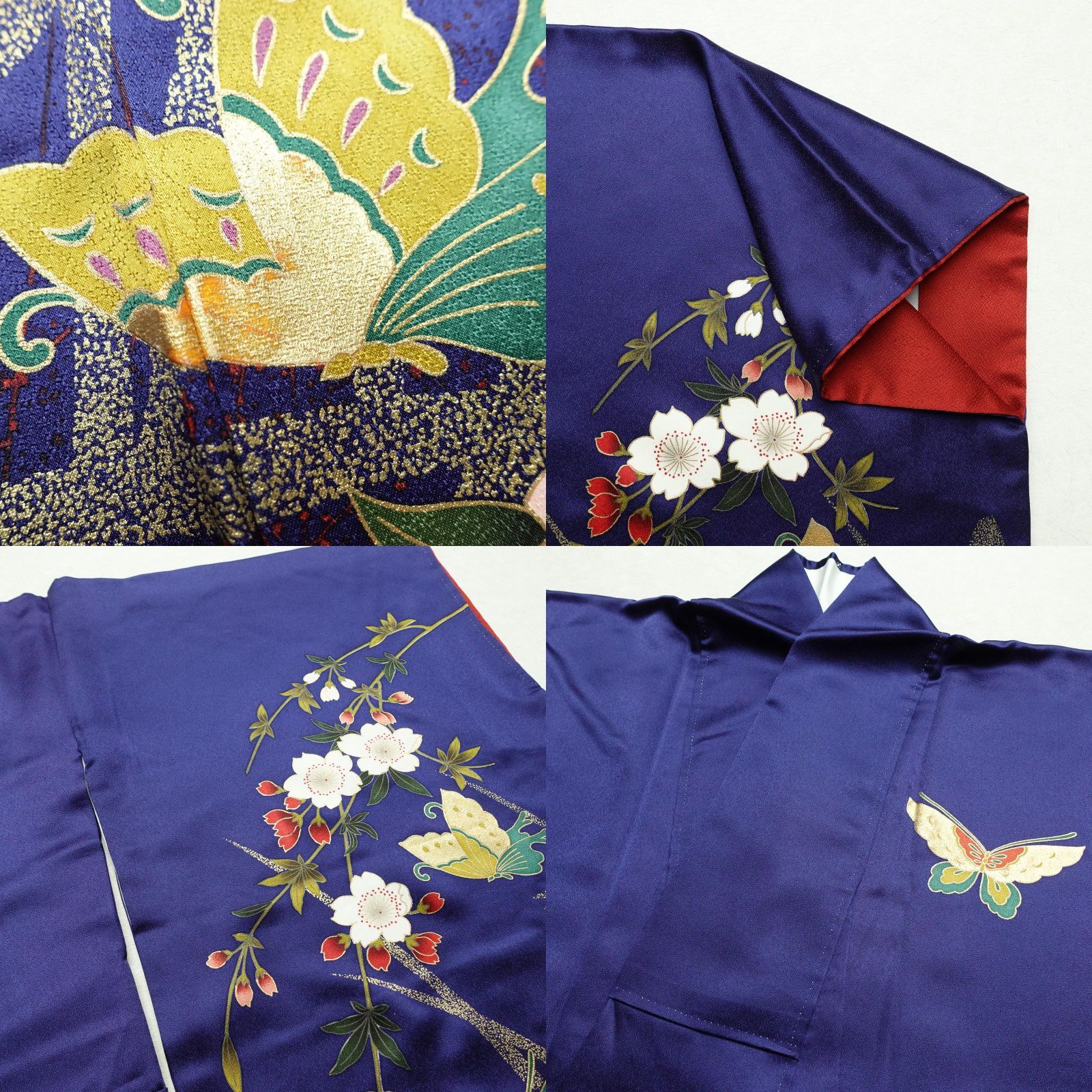 振袖 身丈158.5cm 裄丈64cm M 袷 袋帯フルセット やまと 草花 金彩