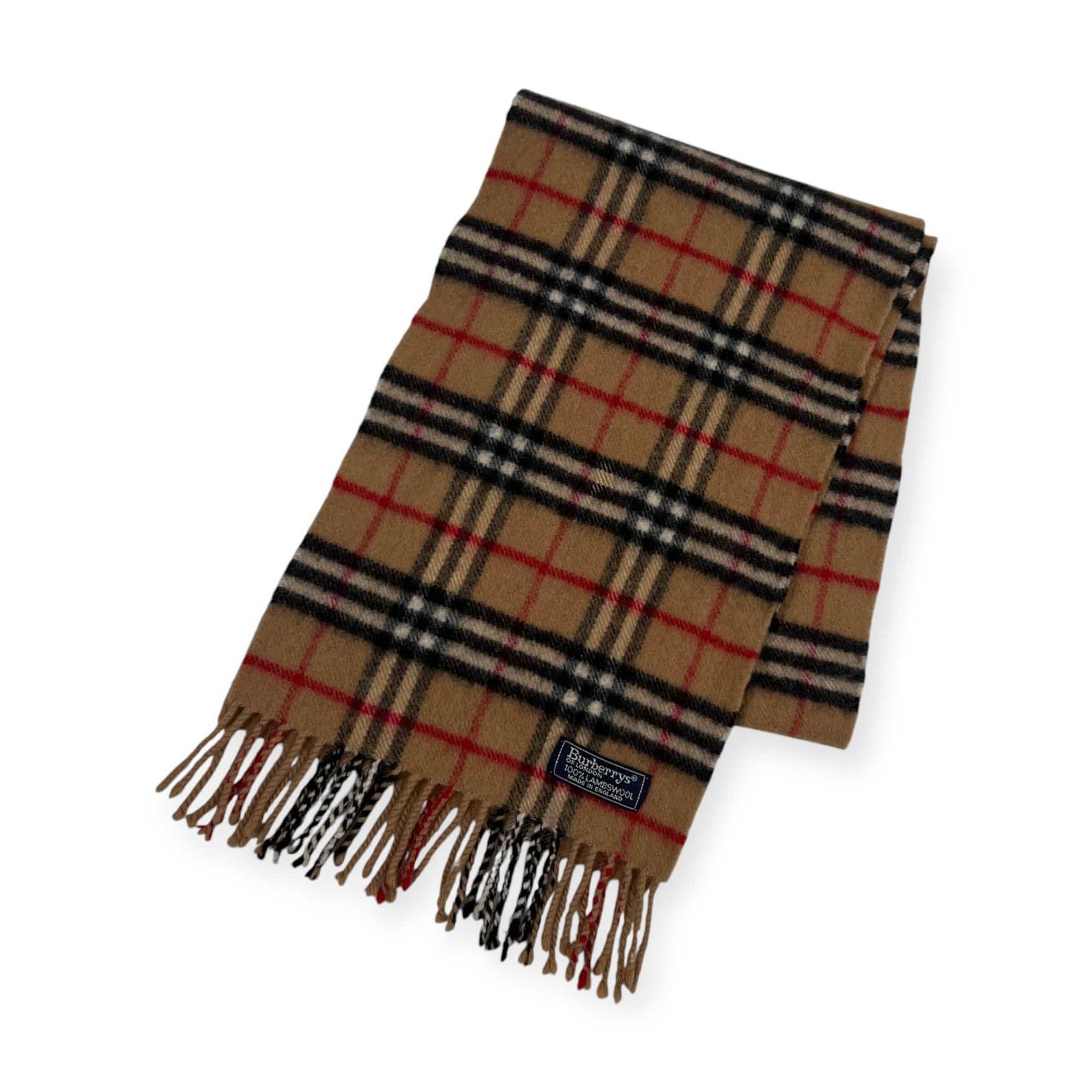 バーバリーロンドン ウール ノバチェック イギリス製 キャメル 180cm