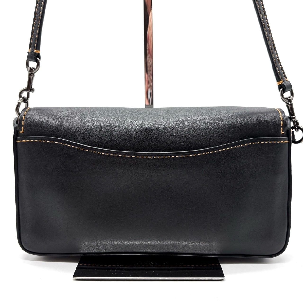 【美品・希少】コーチ ショルダー バッグ 本革 レザー ポシェット ターンロック ✨美品✨ COACH コーチ ショルダーバッグ ブラック 黒 ステッチ