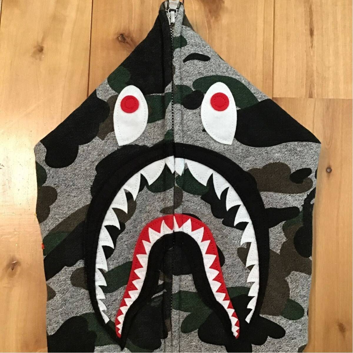 2015年 Heather grey シャーク パーカー Mサイズ shark full zip hoodie a bathing ape BAPE camo エイプ ベイプ アベイシングエイプ