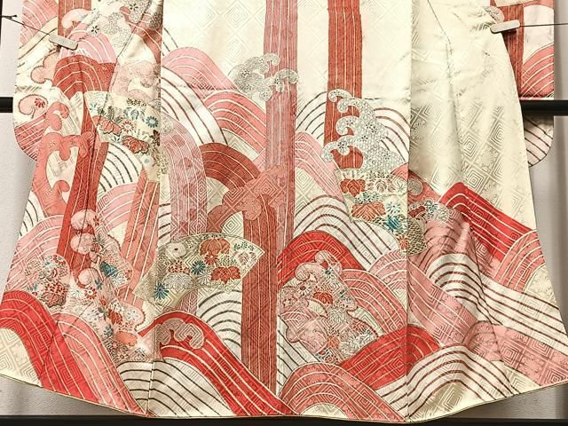 豪華な刺繍美しい振り袖　正絹 平和屋着物□豪華振袖 刺繍 立波花文 金彩 正絹 逸品 CAAU6619xe
