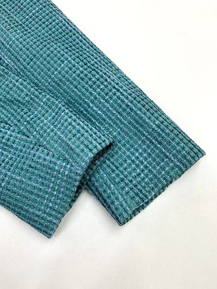 ホリ製 WCJ ダブルシージェイ ノーカラージャケット|パンツ ツイード セットアップ sizeF|緑 ◎レディース