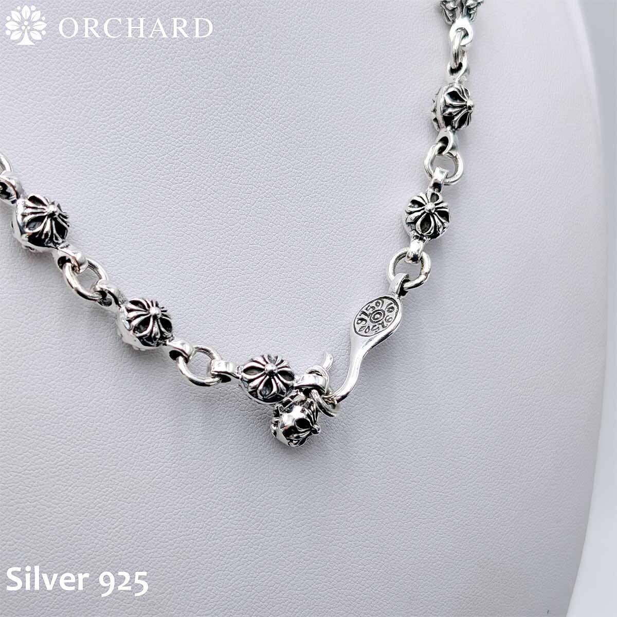 シルバー925 ネックレス Silver 925 メンズ レディース アンカーフック式 アジャスタ クロスボール 十字