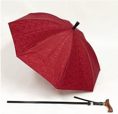 UVION DuetWalkerMG デュエットウォーカーエムジー 調整付きマグネットタイプ ステッキin アンブレラ 60cm 8本骨 ジャガードローズ柄 9138-Win