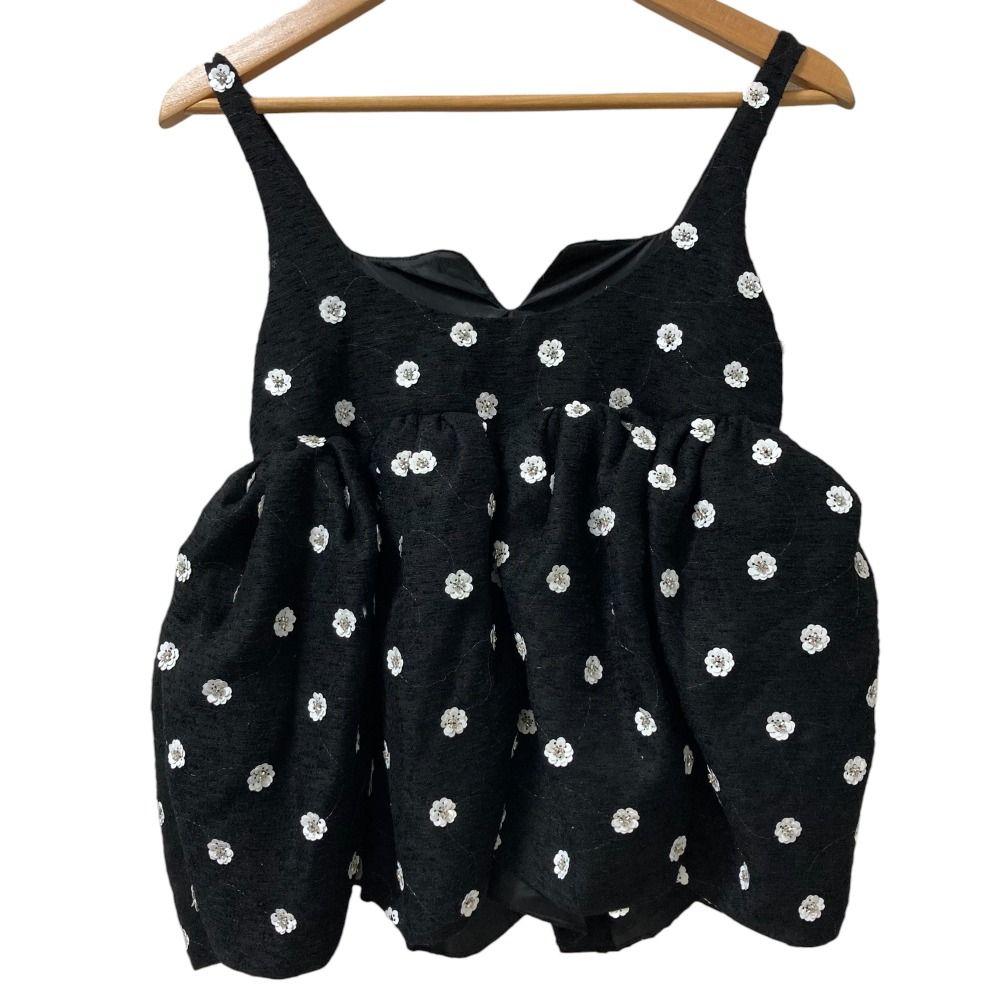 Bibiy. ビビィ BIANCA BLOSSOM TOP フラワースパンコール キャミソール ブラウス フリーサイズ ブラック レディース 古着