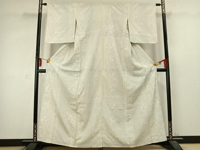 平和屋着物 本塩沢 単衣 蔦の葉文 正絹 AABC3797fy