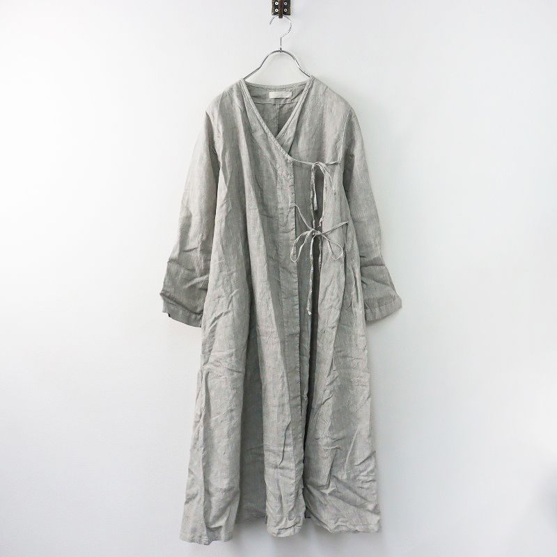 nest Robe リネンカシュクールワンピース Fサイズ フード グレー nest