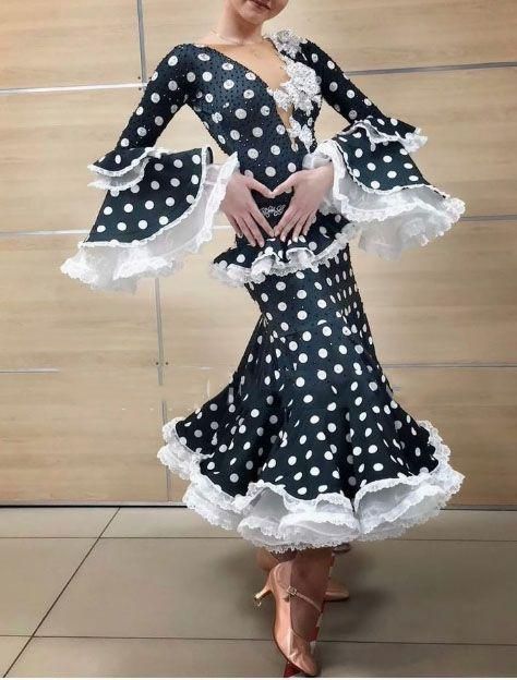 オーダーメイド 社交ダンス衣装 手袋付 薔薇 ベルベット スタンダード