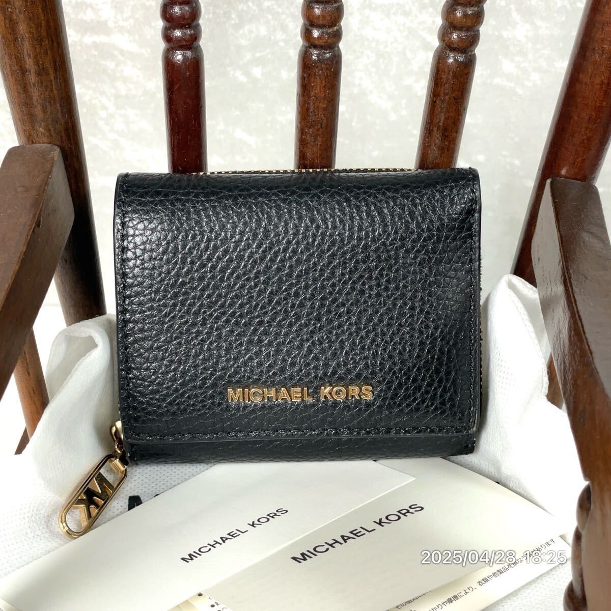 MICHAEL KORS マイケルコース MKロゴ ブラック レザー 革 三つ折り ウォレット 財布
