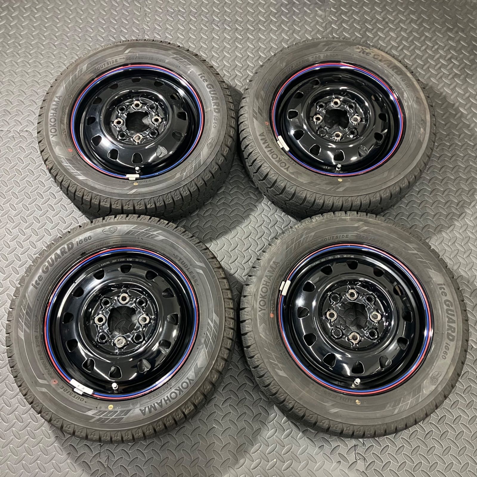 21年製 155|65R13 ヨコハマ アイスガードIG60 社外鉄ホイール ミラジーノ L700S ラパン HE21 ライフ スタッドレスタイヤ 3496