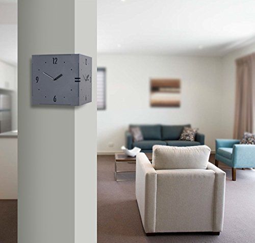 コーナー両面時計（非電波） ハンドメード 木製両面壁掛け時計