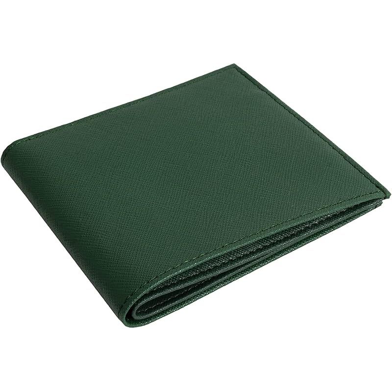 【新品】 [Dom Teporna] 極薄 二つ折り財布 メンズ 薄い 牛革 レザー YKKファスナー シンプル お札入れ 小銭入れ カード入れ 薄型 財布 レディース おしゃれ ショートウォレット グリーン 緑 0