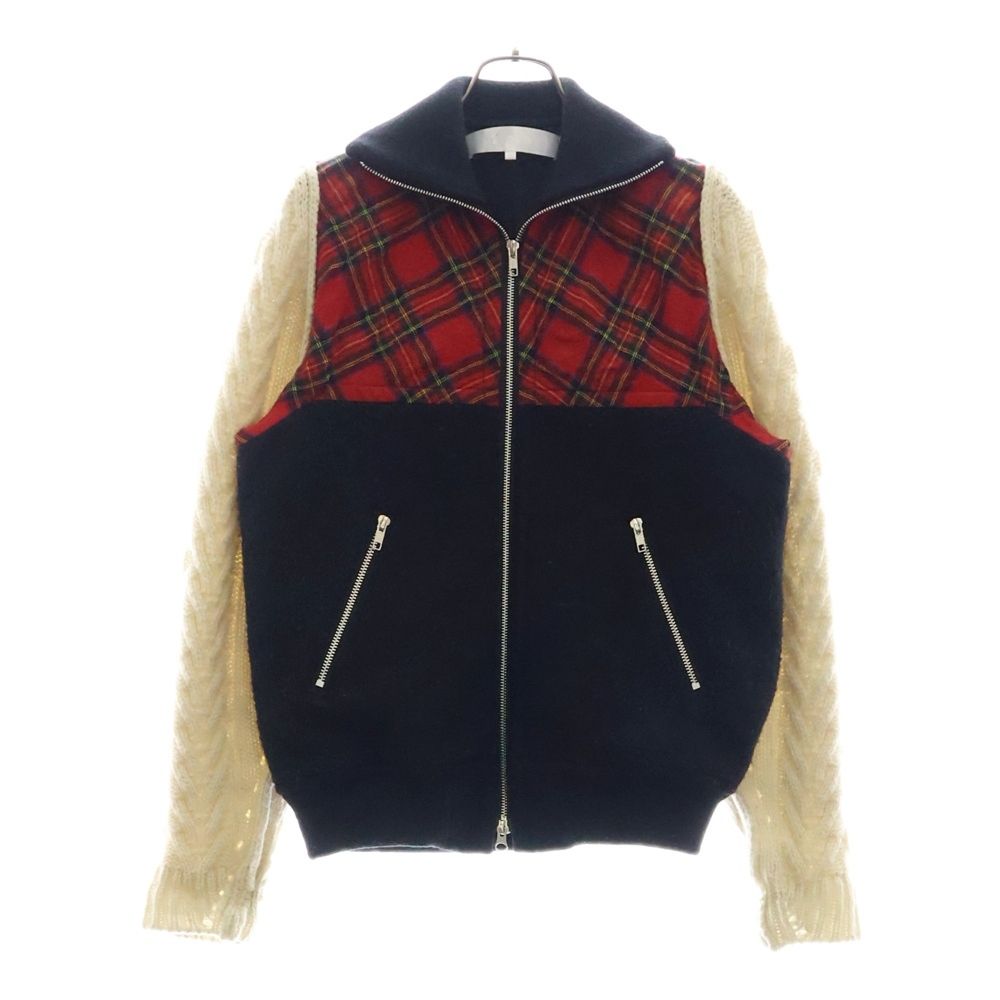 TAO COMME des GARCONS タオコムデギャルソン 23AW 袖ウール切替 チェック柄 ジップアップジャケット マルチ TL-J005