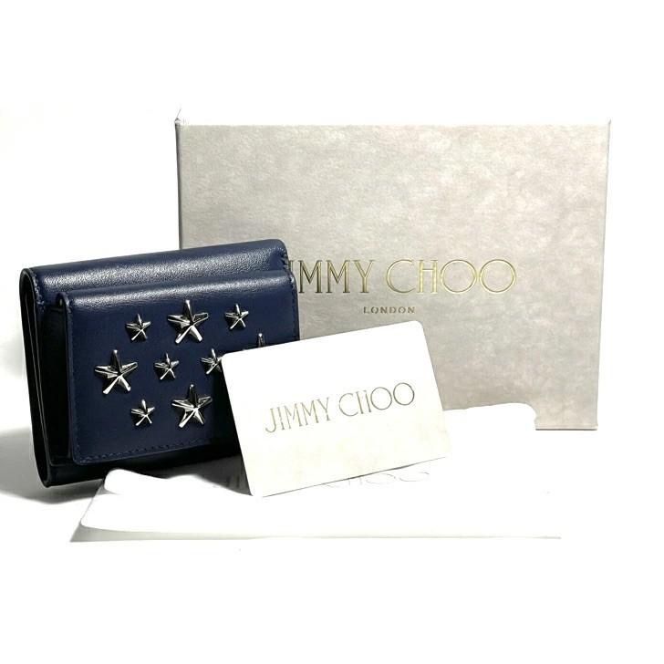 新品ジミーチュウJIMMY CHOO ジェイデン 三つ折り財布 ネイビー 正規品