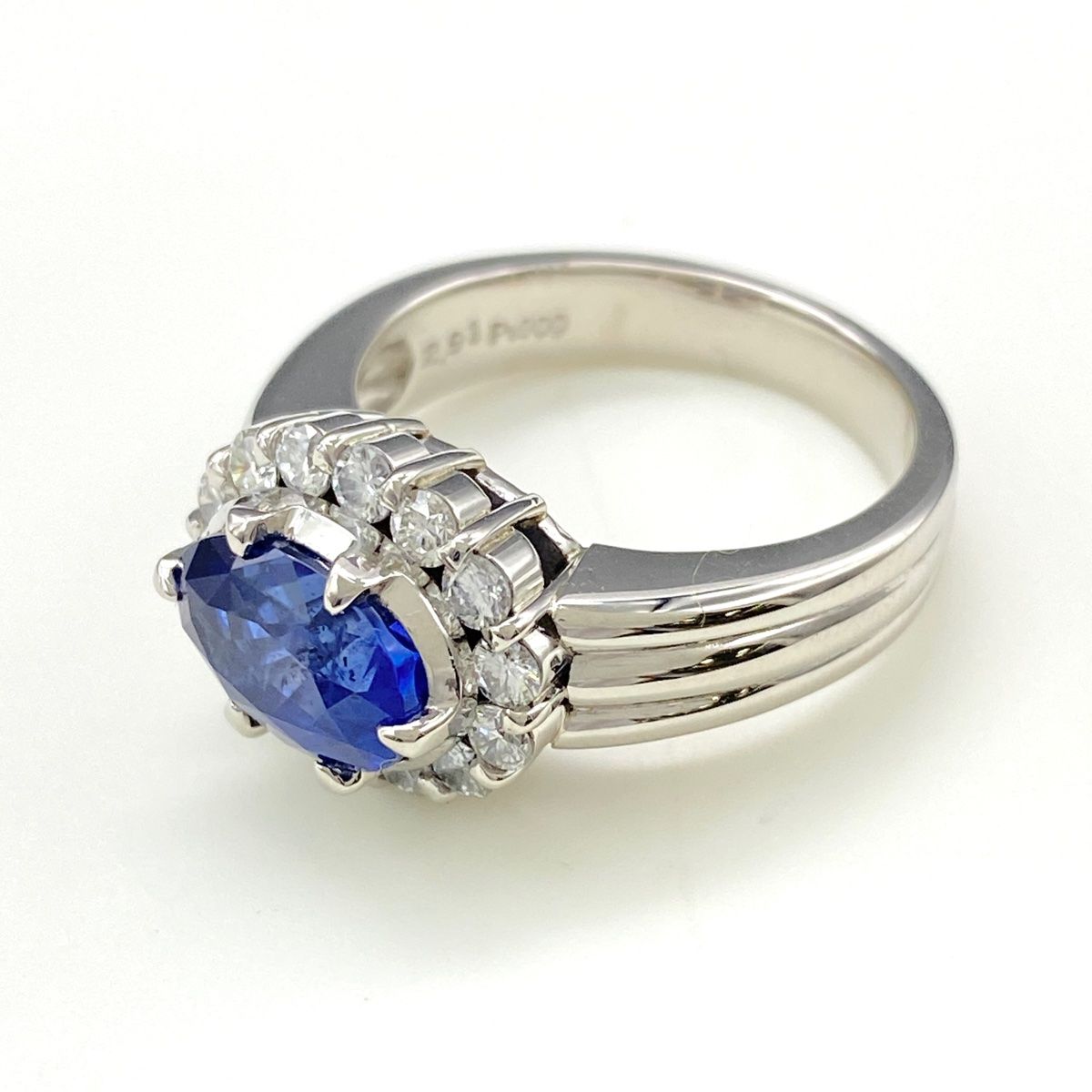 サファイア デザインリング プラチナ 指輪 メレダイヤ リング 13号 Pt900 サファイア ダイヤモンド レディース