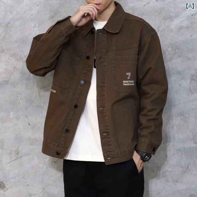 [3XL  19 2]メンズ ファッション 服 男性用 オシャレ シンプル 大人 かっこいい 大きいサイズ ストリート 紳士服 春秋 綿 デニム ジャケット レトロ ジャケット デニム カジュアル