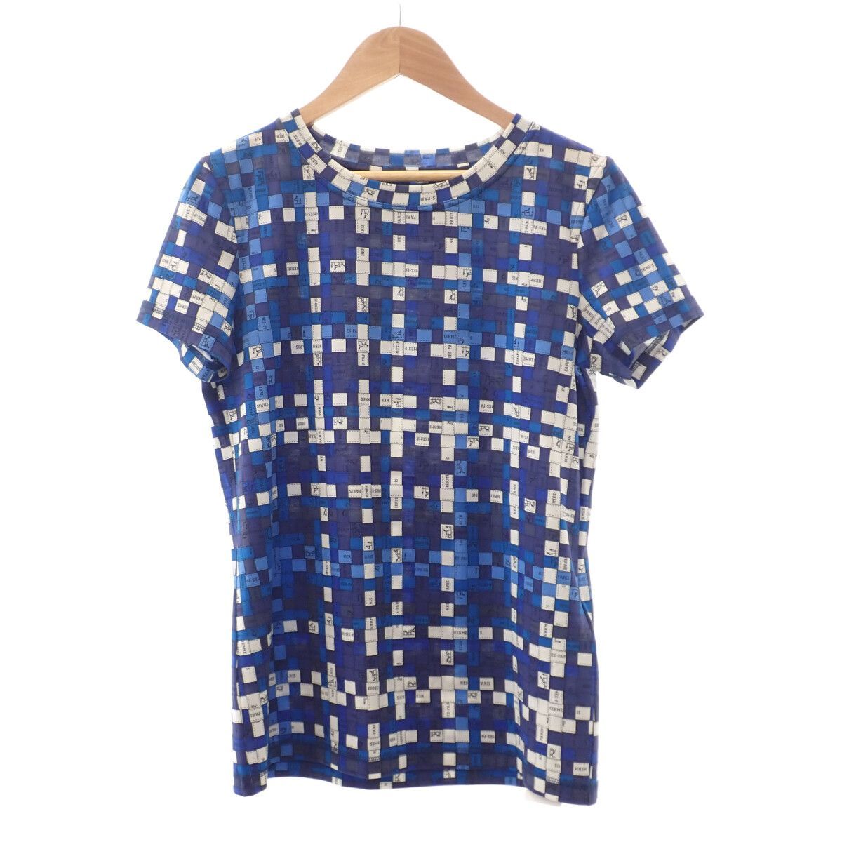 HERMES エルメス ボルデュック　Tシャツ リボン柄 ブルー 34 2019 秋冬 新作 エルメス Tシャツ ワンピース 