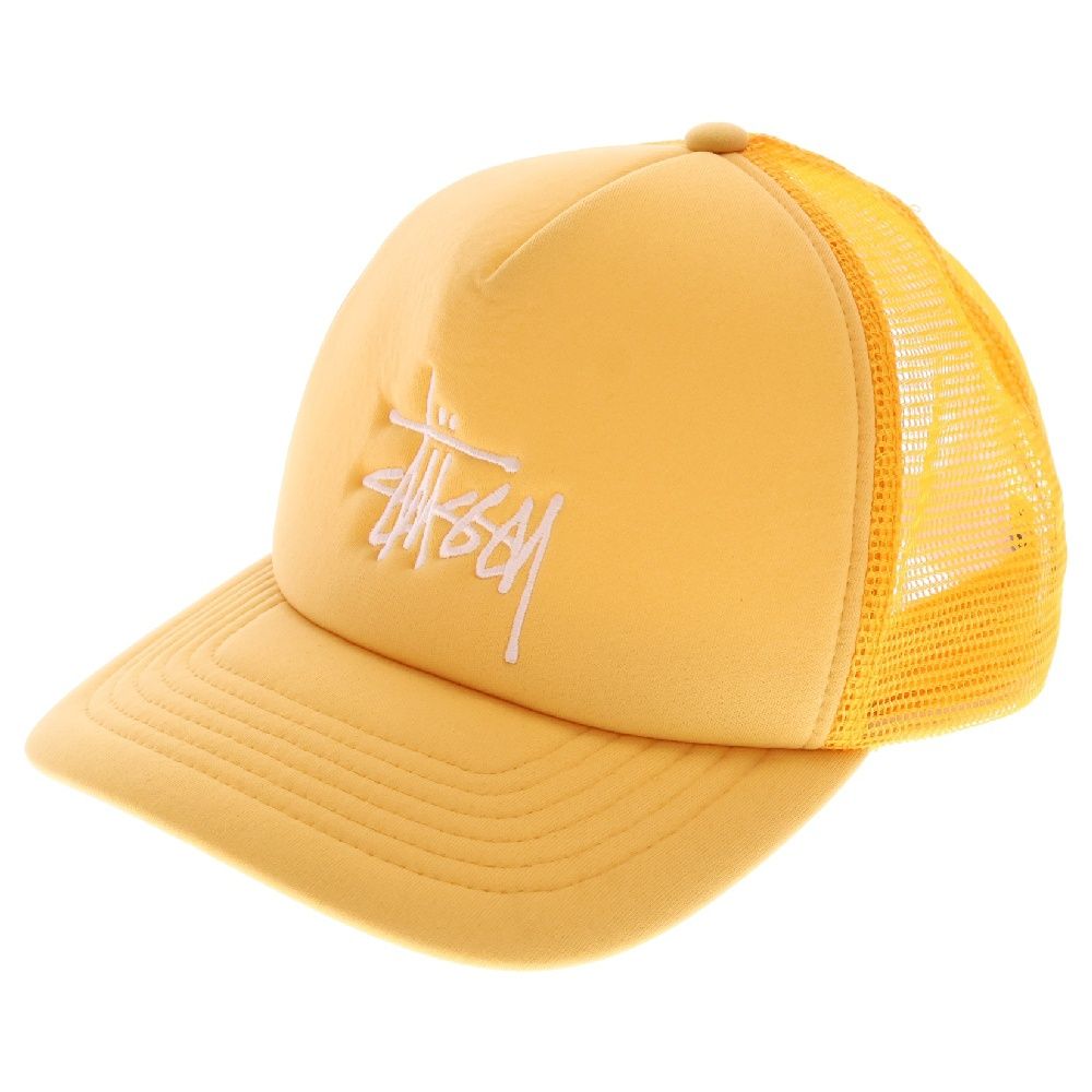 STUSSY (ステューシー) Big Basic Trucker Cap ロゴ刺繍 メッシュ ベースボールキャップ イエロー 1311088