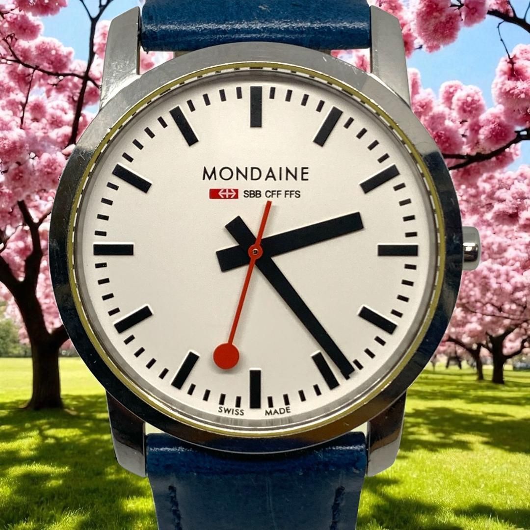 新品電池交換/稼働 モンディーン MONDAINE デュアルタイム 腕時計 
