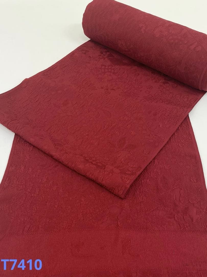 色無地 ふくれ織 紋意匠 辻ヶ花 朱・緋色 正絹 反物