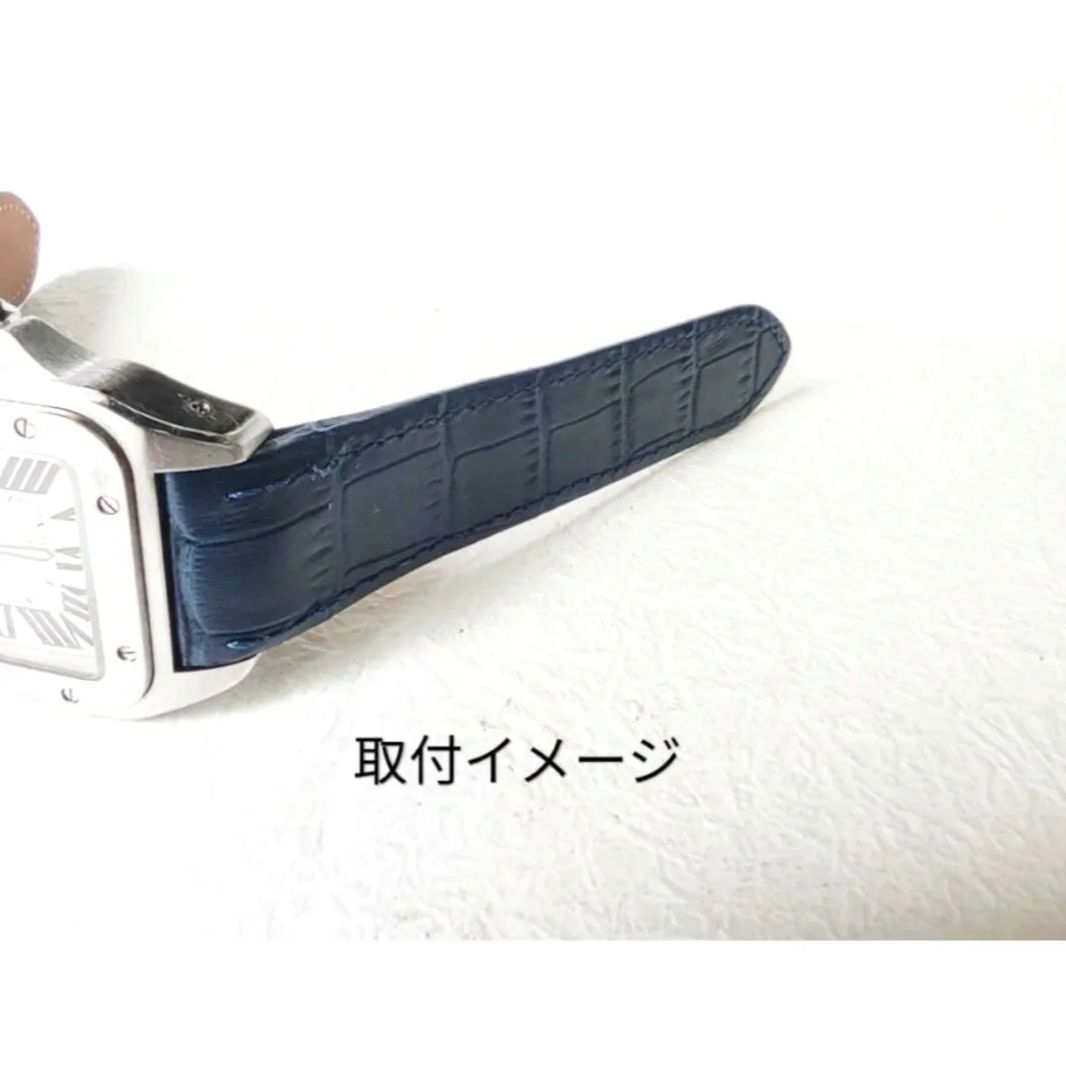 23mm 腕時計 交換用 イタリアンカーフレザー 革 ベルト ネイビーブルー 紺 【対応】カルティエ サントス100 Cartier - メルカリ