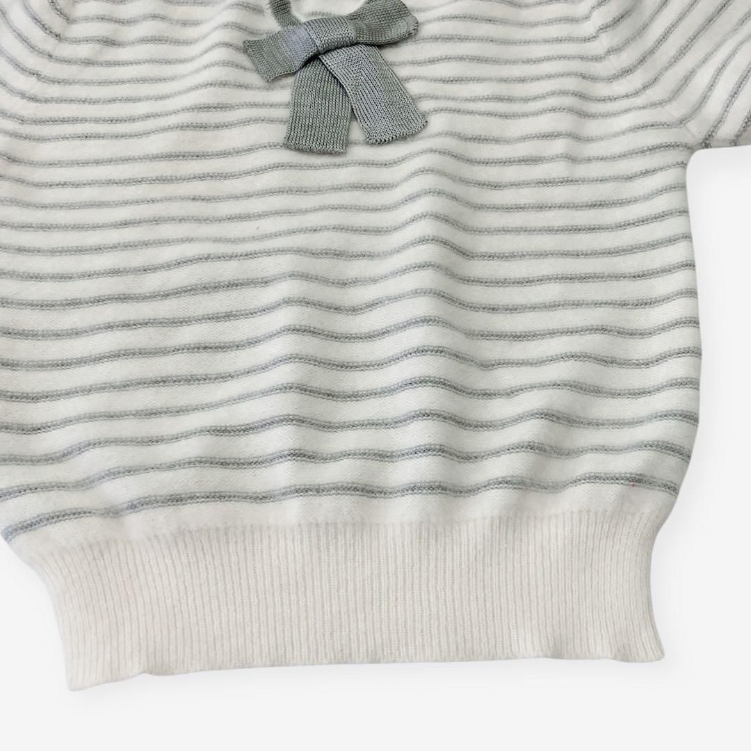 ディオール Dior セーター ニット ボーダー リボン 半袖 Vネック 名東