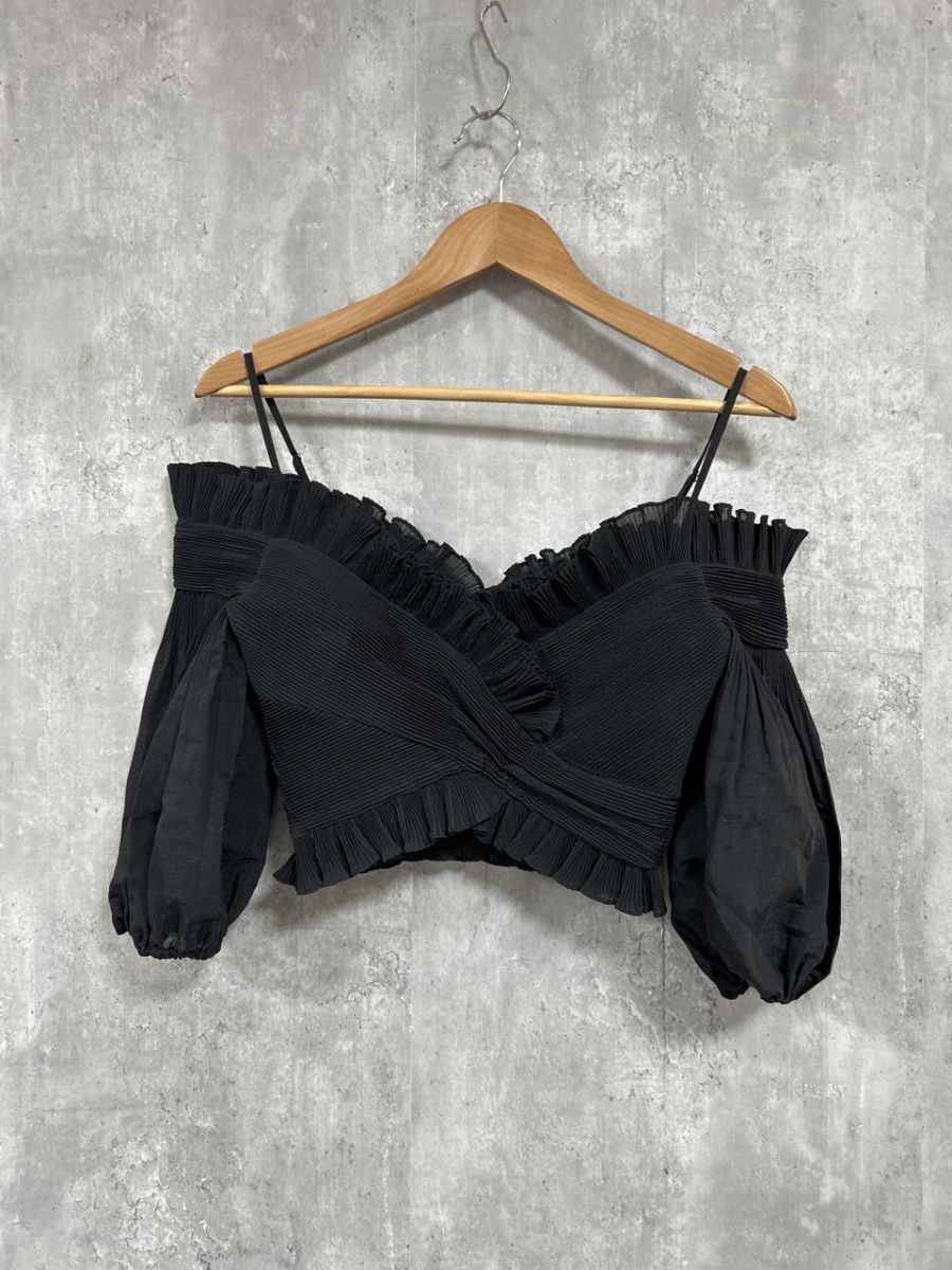 zimmermann ジマーマン プリーツ ショート丈 ブラウス シャツ sizeF|黒 ◆◎レディース