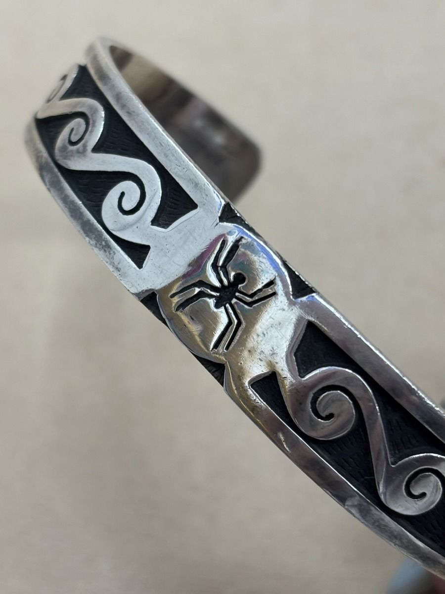 F.Yowytewa ホピ族 スパイダー バングル STERLING 内周14cm程