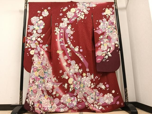 ゆりのはな 訪問着 友禅金彩加工 駒刺繍 地紋 トール 乙女色系